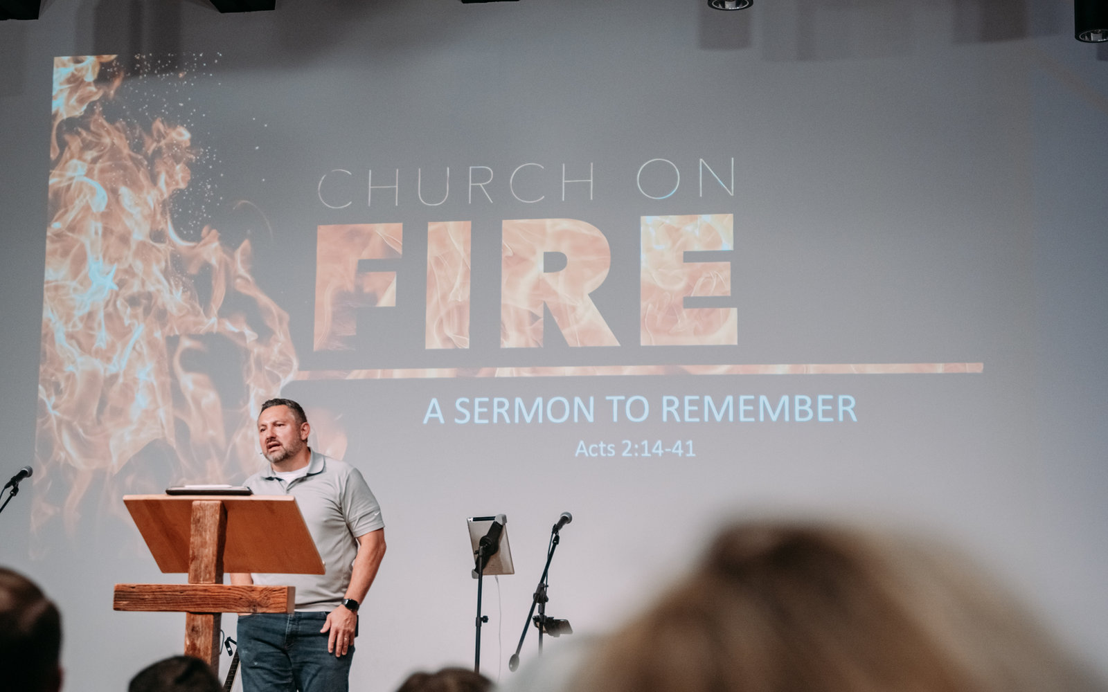 The sanctuary filled for a Sunday service
